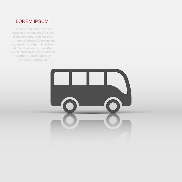 Bus icon in flat style Coach vector illustration on white isolated background Autobus vehicle business concept