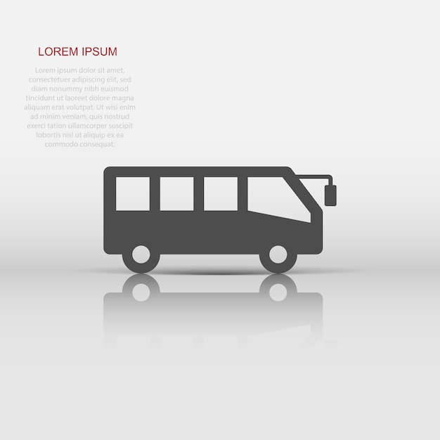 Bus icon in flat style Coach vector illustration on white isolated background Autobus vehicle business concept