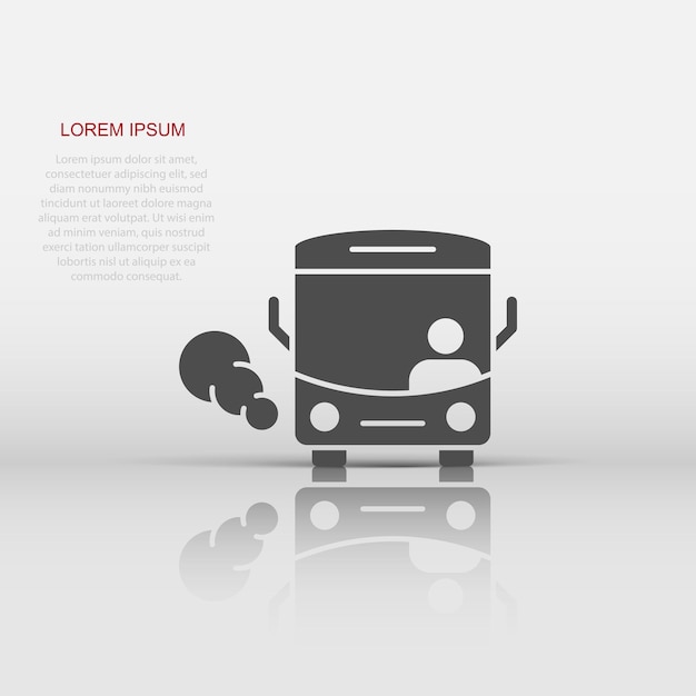 Bus icon in flat style Coach vector illustration on white isolated background Autobus vehicle business concept