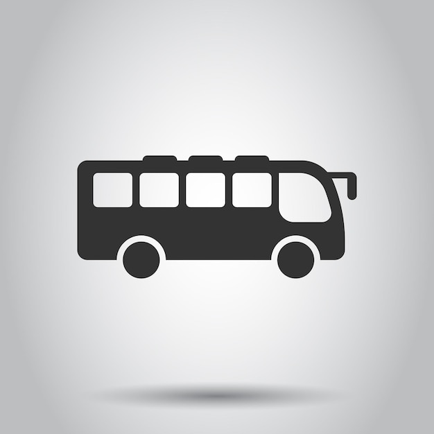 Bus icon in flat style Coach vector illustration on white isolated background Autobus vehicle business concept