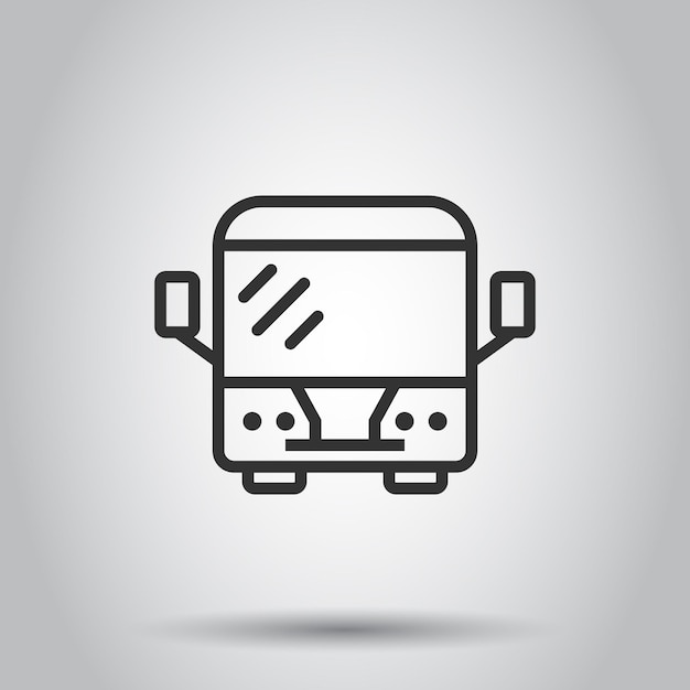 Bus icon in flat style Coach vector illustration on white isolated background Autobus vehicle business concept