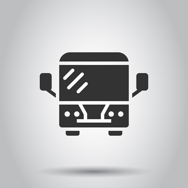 Bus icon in flat style Coach vector illustration on white isolated background Autobus vehicle business concept