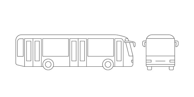 Vector bus for moving around city public transportation model coloring line icon passenger transport