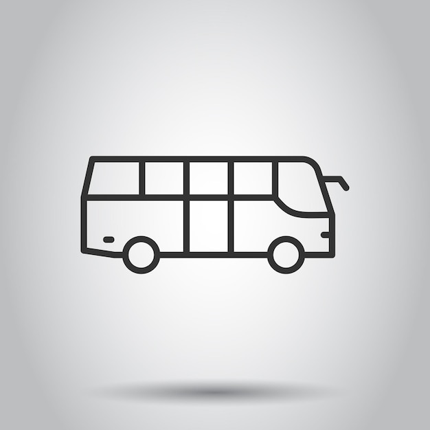 Bus pictogram in vlakke stijl Coach vectorillustratie op witte geïsoleerde achtergrond Autobus voertuig bedrijfsconcept