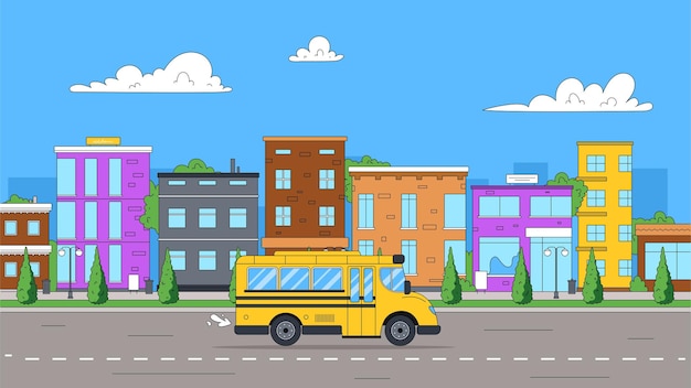 Bus on road vector concept