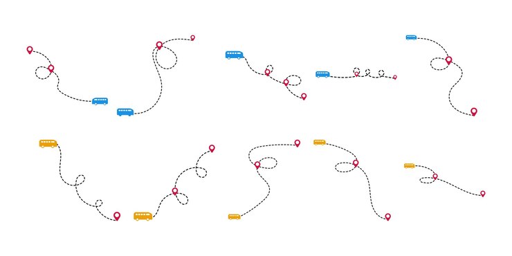 Vector bus routes colored
