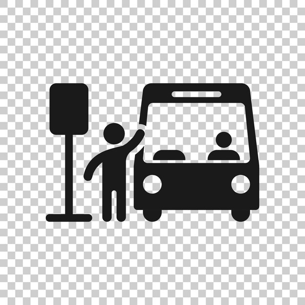 Vector bus station icon in flat style auto stop vector illustration on white isolated background autobus vehicle business concept