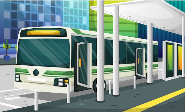 Vector bus station illustratie