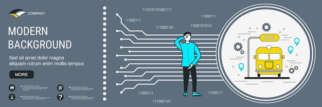 벡터 버스 정류장 개념 일러스트레이션