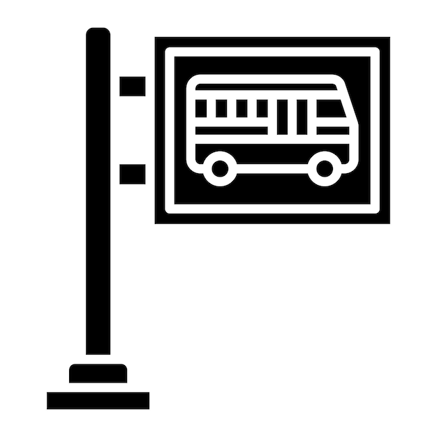 Vector bus stop glyph solid black illustration