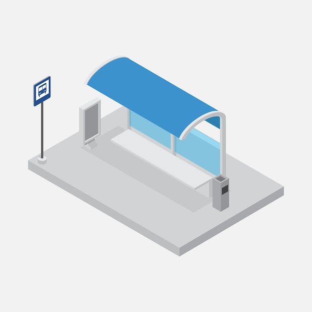 Bus Stop Shelter Isometric Vector