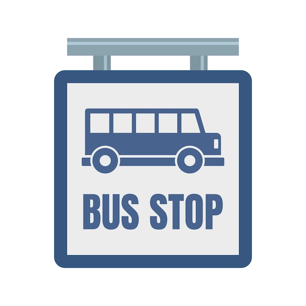 벡터 버스 정류장 표시 아이콘 웹 디자인을 위한 버스 정차장 표시 터 아이콘의 평평한 일러스트레이션