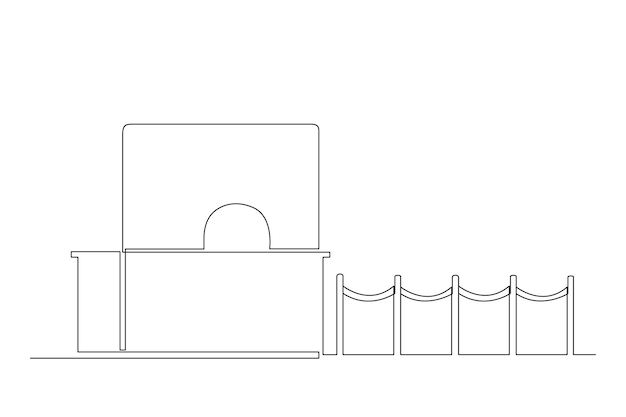 Bus terminal lounge Transportation public area drawing by simple continuous line Vector transportation minimalist concept