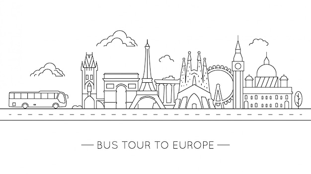 Vector bus tour to europe