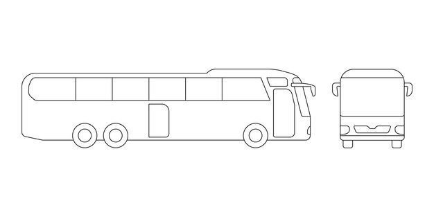 Vector bus for tour travel excursion car model coloring line icon passenger transport for journey