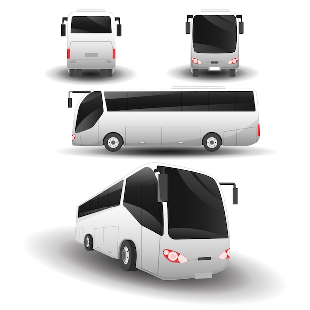 Bus Transport views set Illustrations