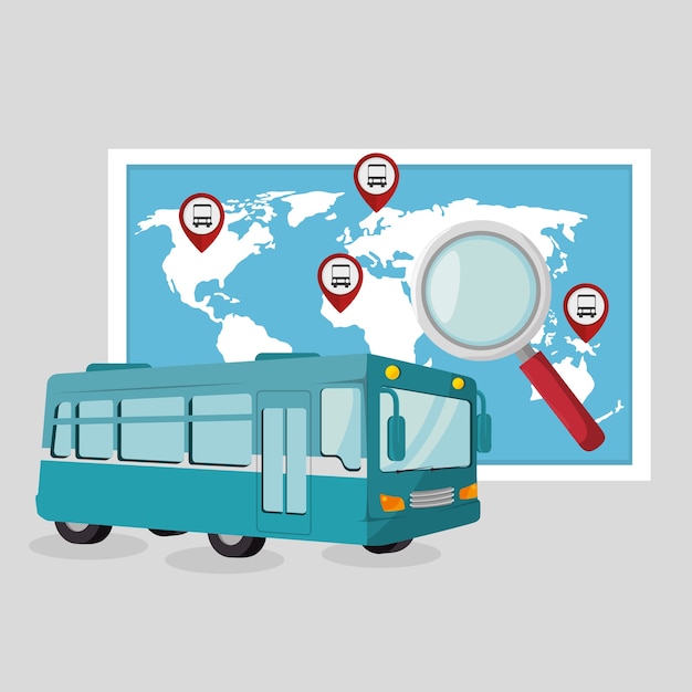 Bus travel service public vector illustration design