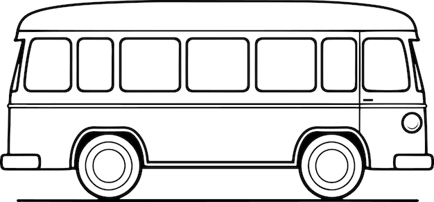 Vector bus vector illustration black and white outline bus coloring book or page for children