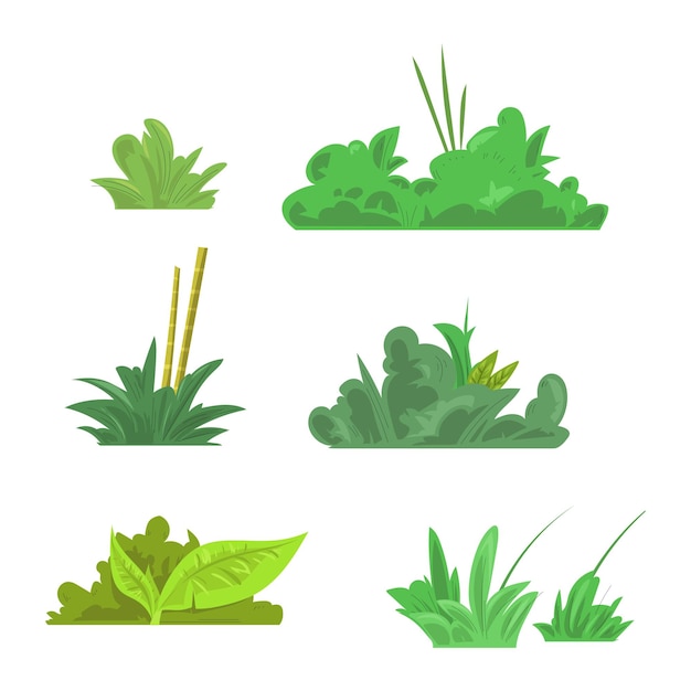 Bush and grass illustration assets