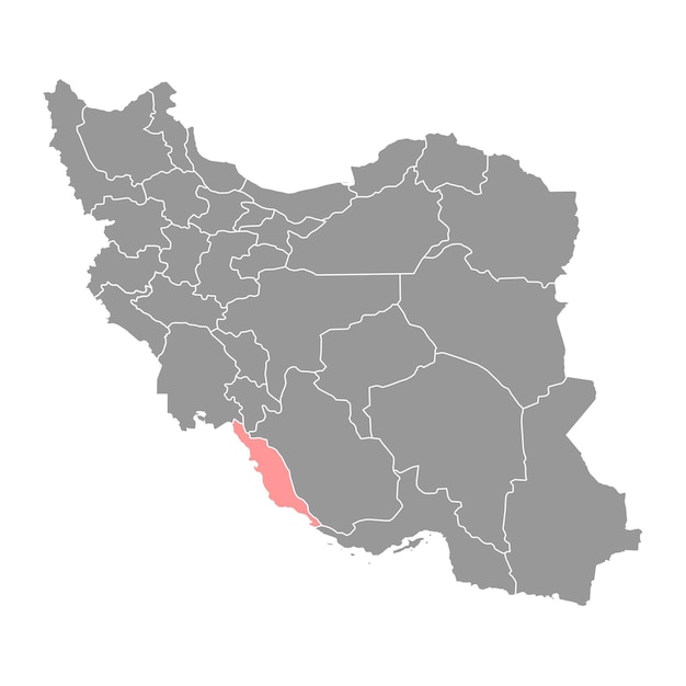 Mappa della provincia di bushehr divisione amministrativa dell'iran illustrazione vettoriale