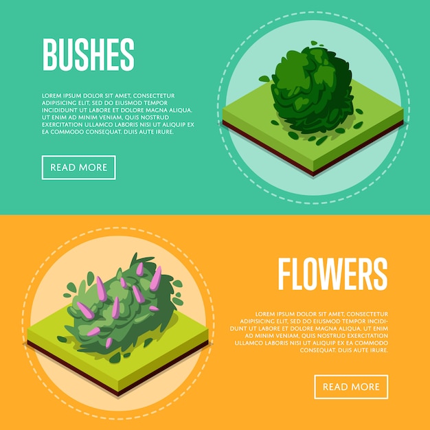 Bushes and flowers for park posters