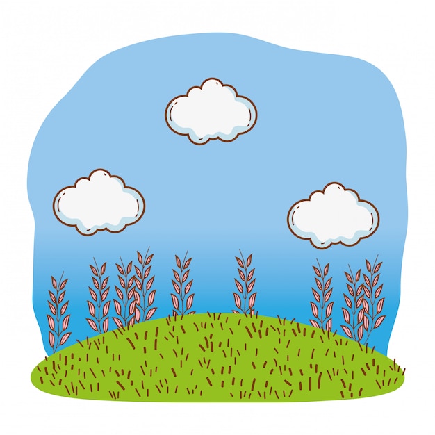 Vector bushes grass cute cartoon outdoors