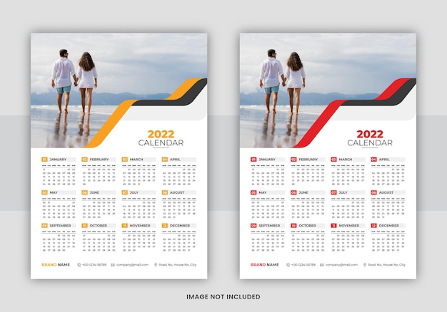 Business 2022 wall calendar design print template