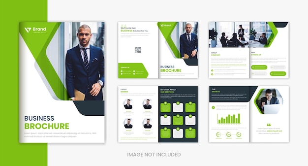 Business 8 page brochure design template vector