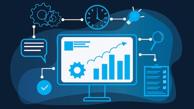 Vector business abstract computer met kunstmatige intelligentie systeem op computer