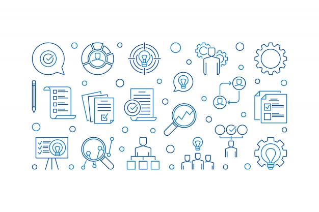 Vector business action plan creative outline icons set