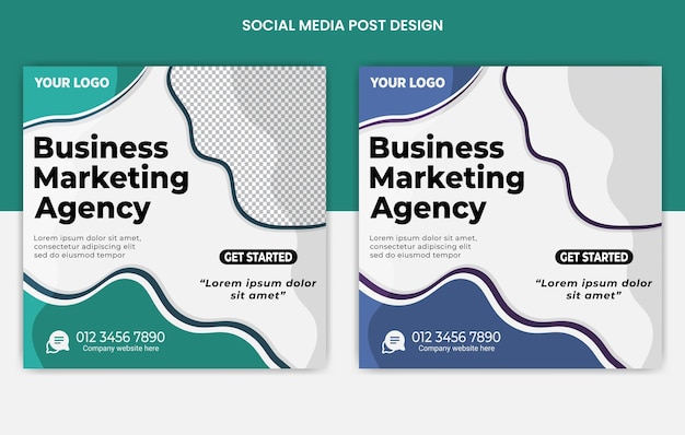 Business agency, digital marketing social media posts design, web banners color variation template