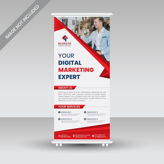 Vettore agenzia d'affari roll up banner design o pull up banner template premium vector vettore premium