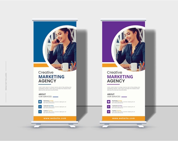 business agency roll up banner design or pull up banner template Premium Vector