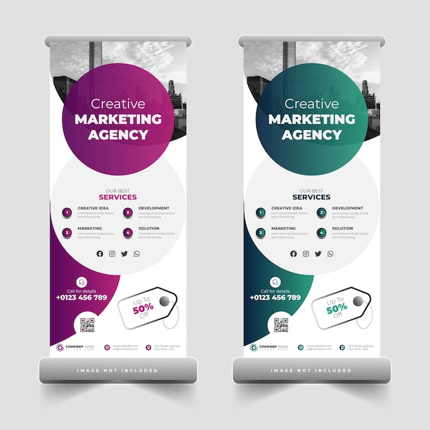 Business agency roll up banner or pull up banner design template