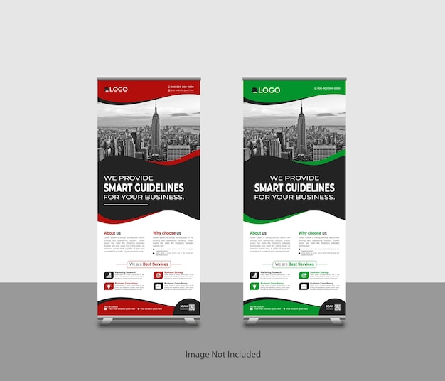 Vector business agency rollup banner design  or corporate polygonal roll-up banner template