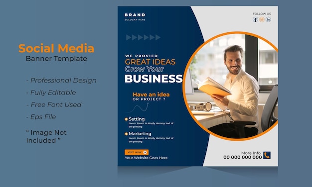 Business agency social media instagram post editable template