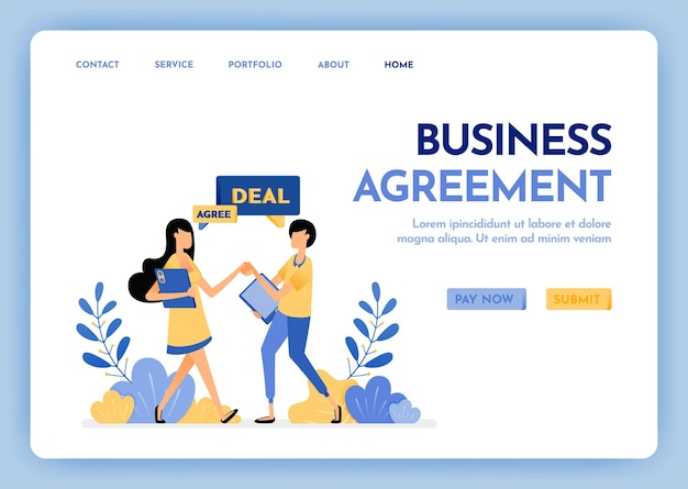 Business agreement landing page