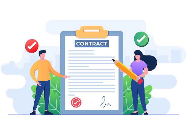 वेक्टर business agreement startup contract agreement