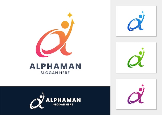 Business alpha with people gradient logo vector