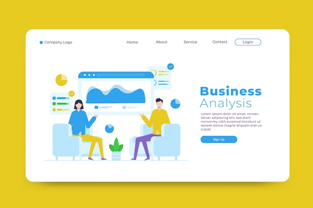 Vector business analysis landing page template