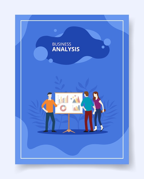 Vector business analysis people analytic chart diagram on screen