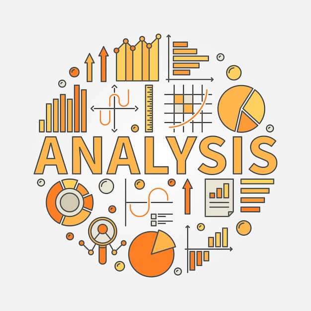 Концепция вектора бизнес-анализа вокруг современной иллюстрации или баннера