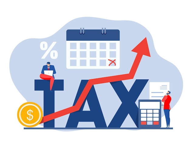 Vector business analyst tax with calculating and financial statistics statistics calculation