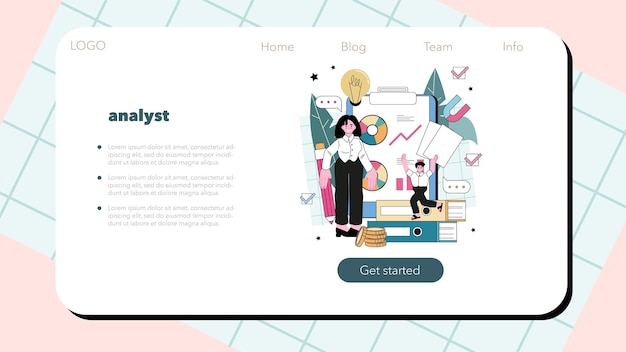 ベクトル ビジネス アナリストの web バナーまたはランディング ページ