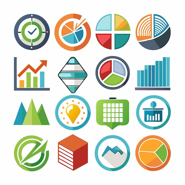 Business and Analytics Icons Comprehensive Set for Data Visualization and Financial Analysis