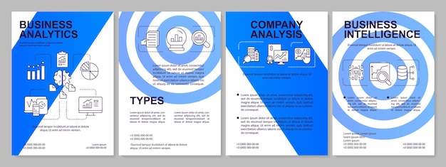 Business analytics and intelligence blue brochure template