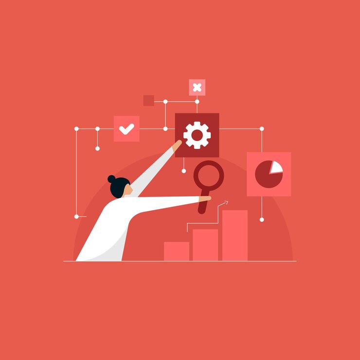 Vector business analytics intelligence concept, financial charts to analyze profit and finance