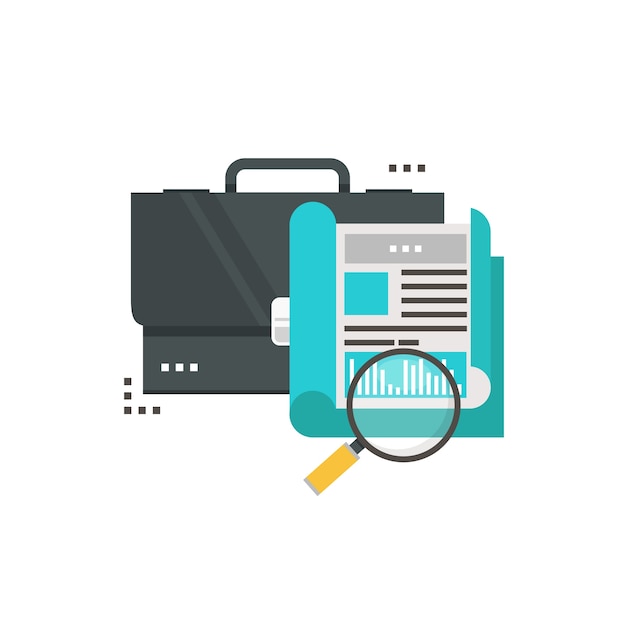  Business analytics and research, statistics and data flat vector illustration design. Financial audit, data analysis, research report