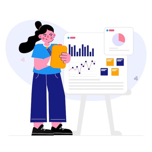 Business analyzing business data Illustration