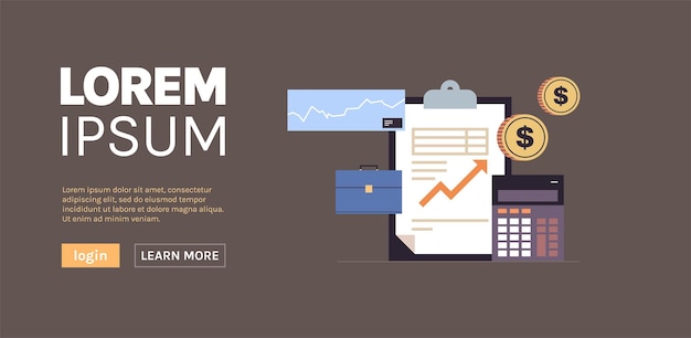 business analyzing corporate data planning report accounting presentation report concept horizontal.